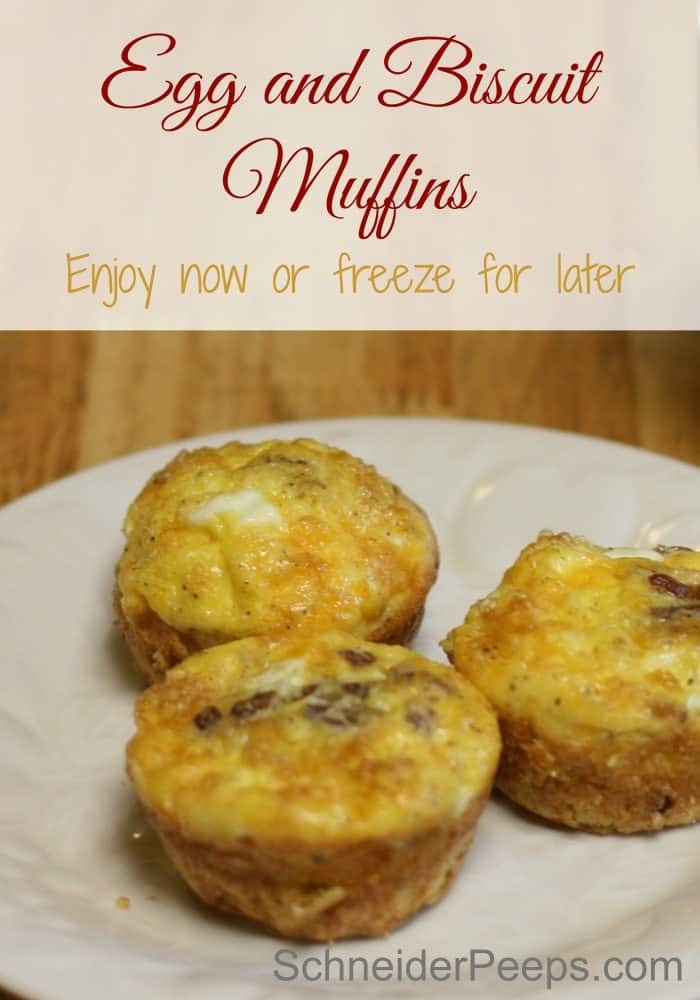 SchneiderPeeps - Egg and Biscuit muffins are a fun way to make sure your family is getting a good breakfast...or snack. These freeze and reheat well. 