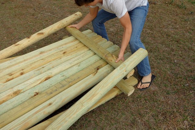 This self supporting bridge is great to use for Boy Scout crossovers or Eagle Scout Court of Honor celebrations. With 12 planks, each one represents a point of the Scout Law. 